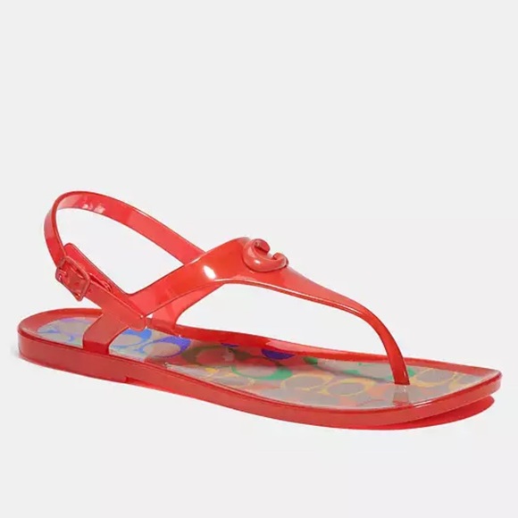 NWOT! Coach Natalee Red Jelly Sandal Size 8B - Picture 4 of 8